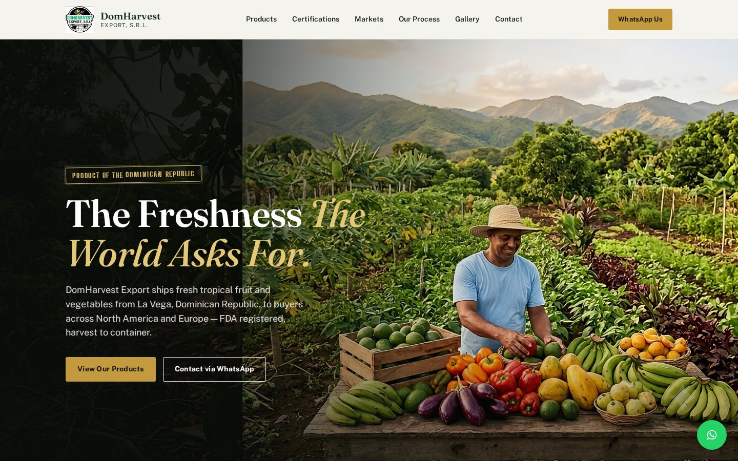 Captura del sitio web de DomHarvest Export