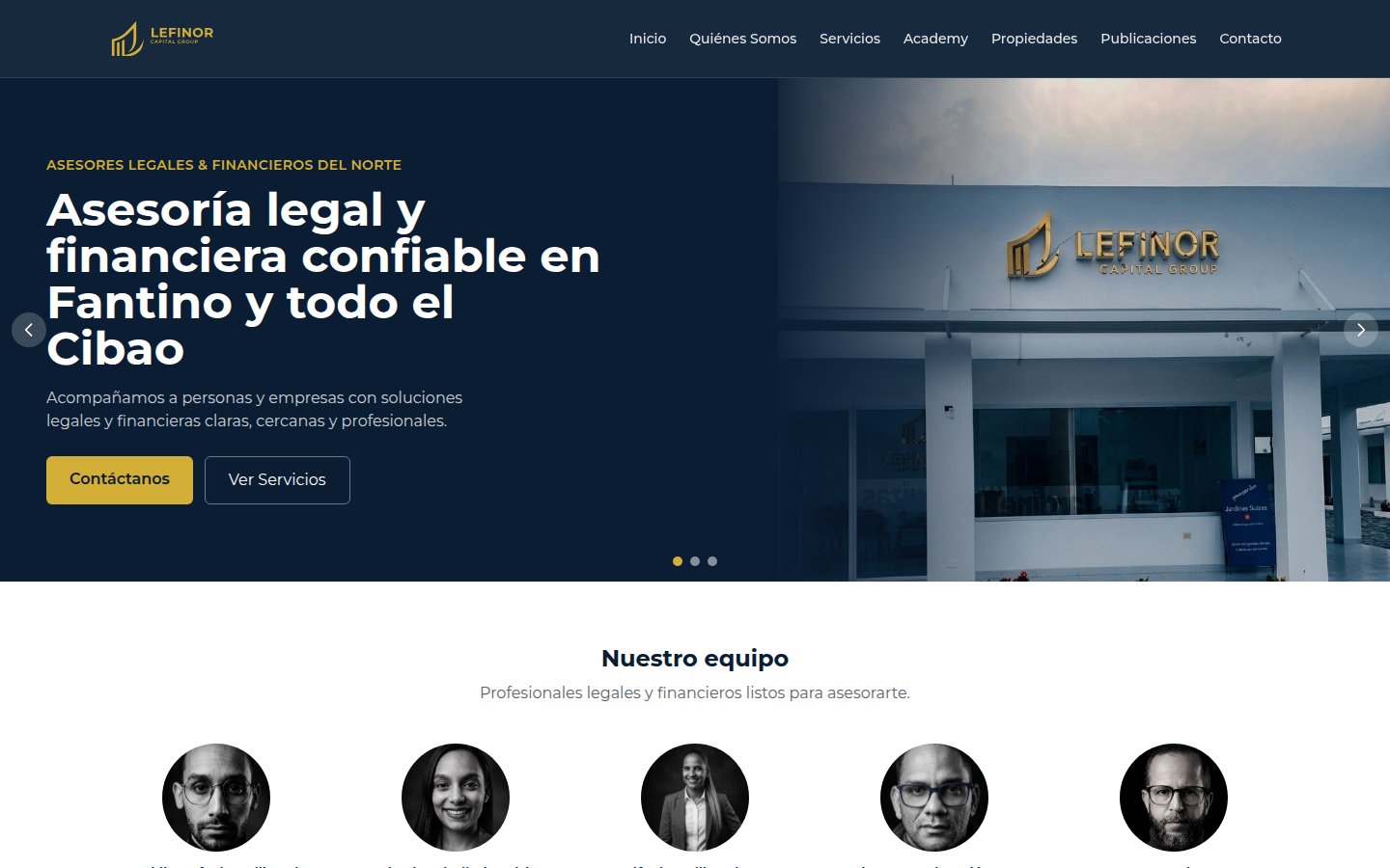 Captura del sitio web de Lefinor Capital Group